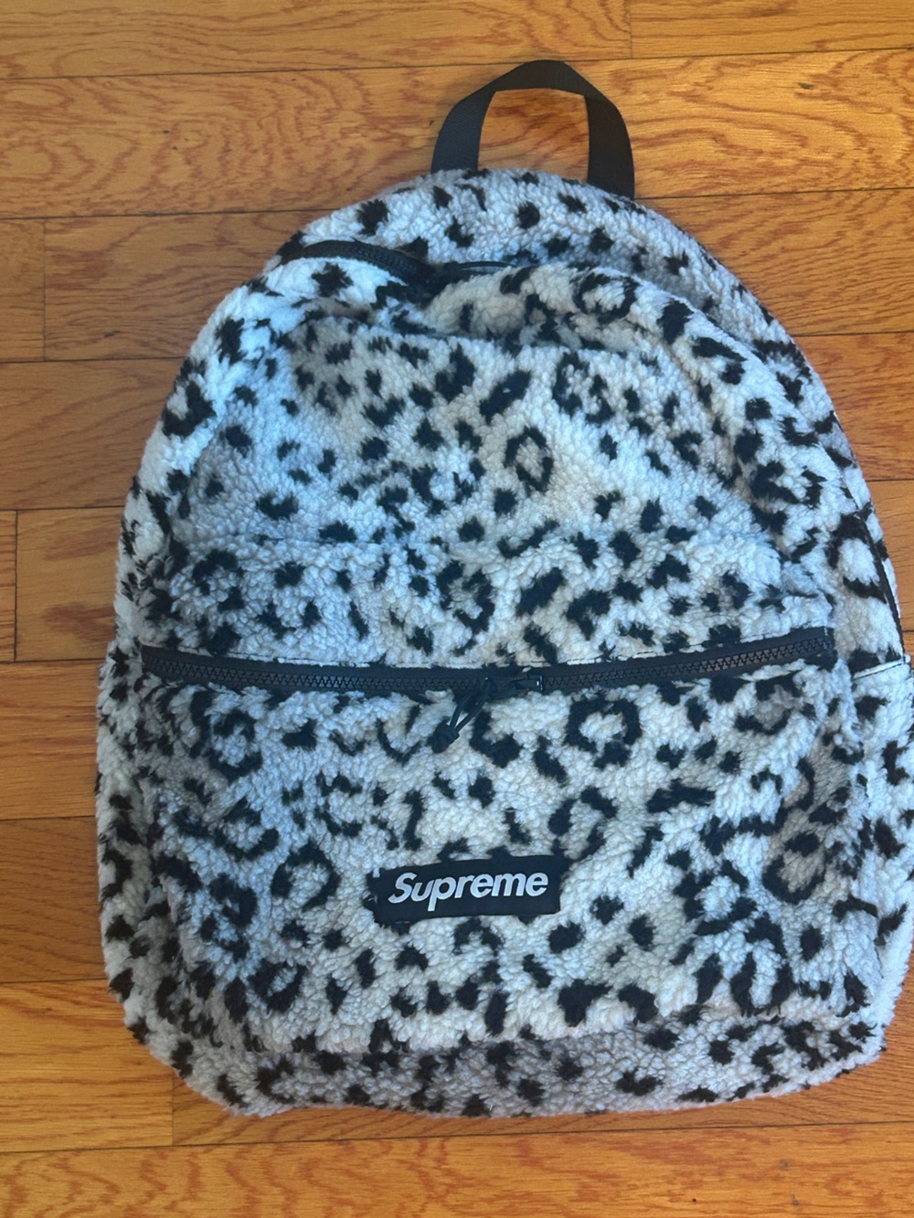 Supreme Black & White Leopard Print Backpack